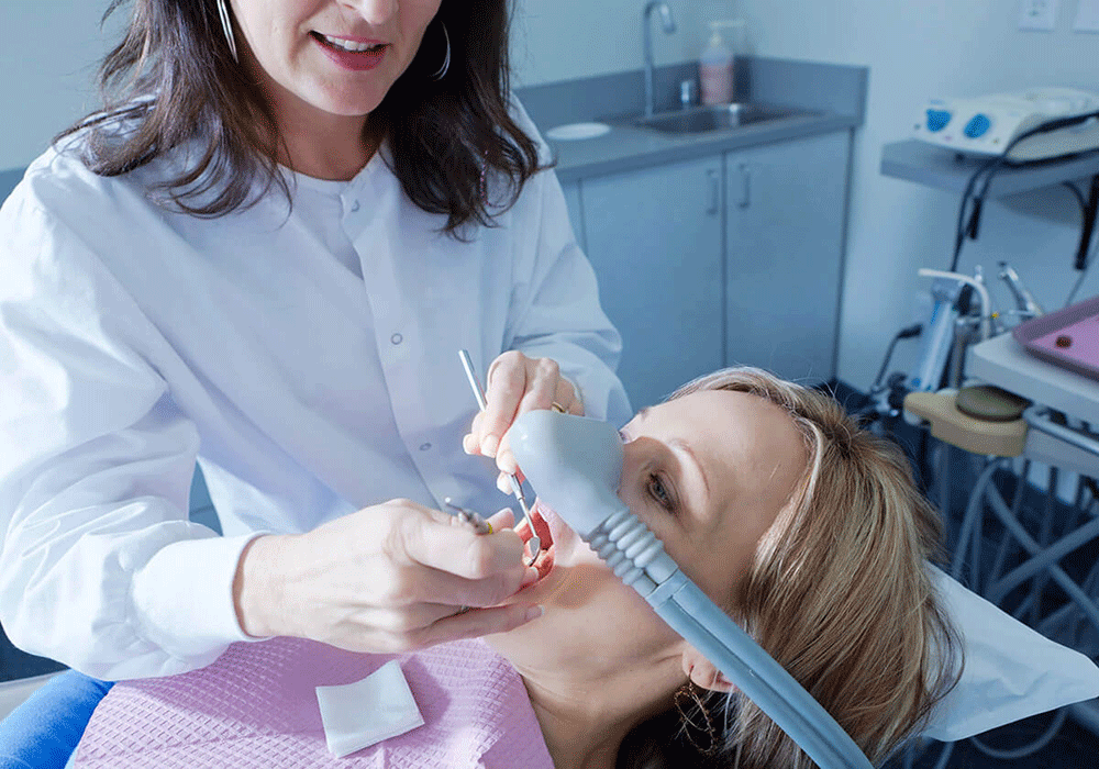 Dentist working on a patient.